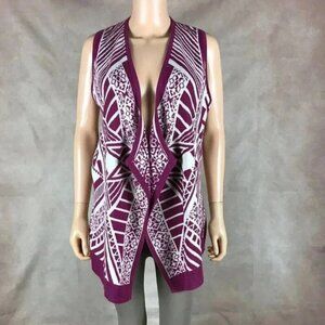 AINA BE Purple Patterned Sweater Vest SMALL